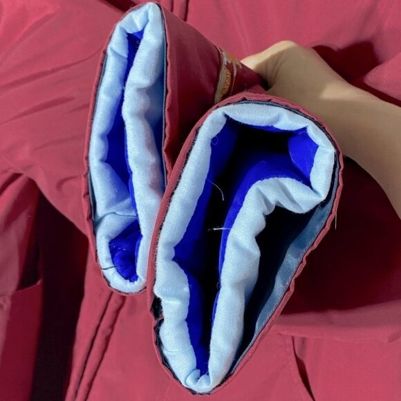 Handmade Burgundy Snow Storm Jacket Parka With Jacquard Dogsled Trim L - Picture 4 of 11